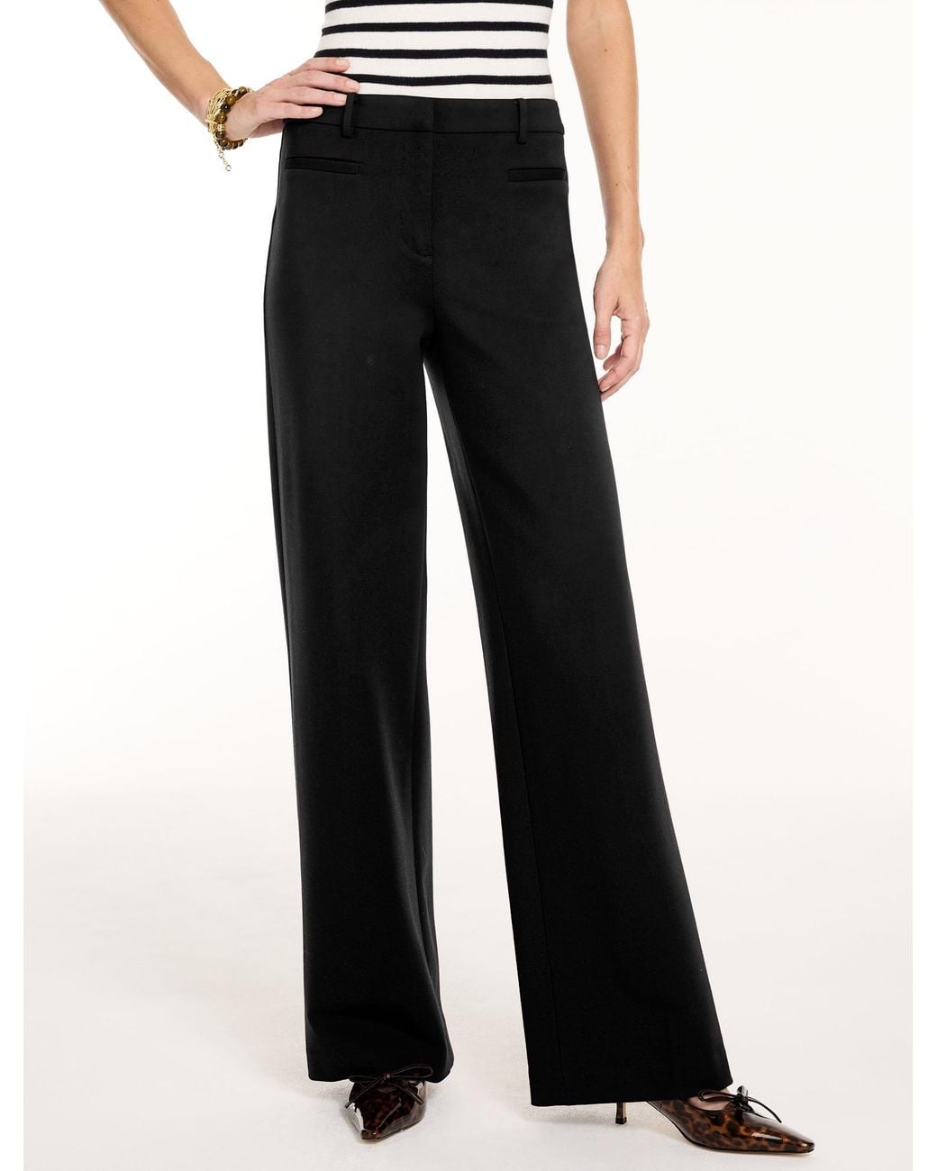 Talbots Black Polished Ponte Wide Leg Pants