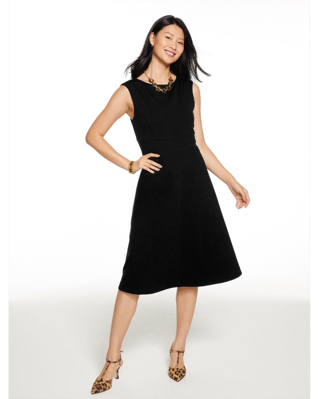 Talbots Luxe Ponte Fit & Flare Dress in Black | Lyst Talbots Luxe Ponte Fit & Flare Dress in Black | Lyst