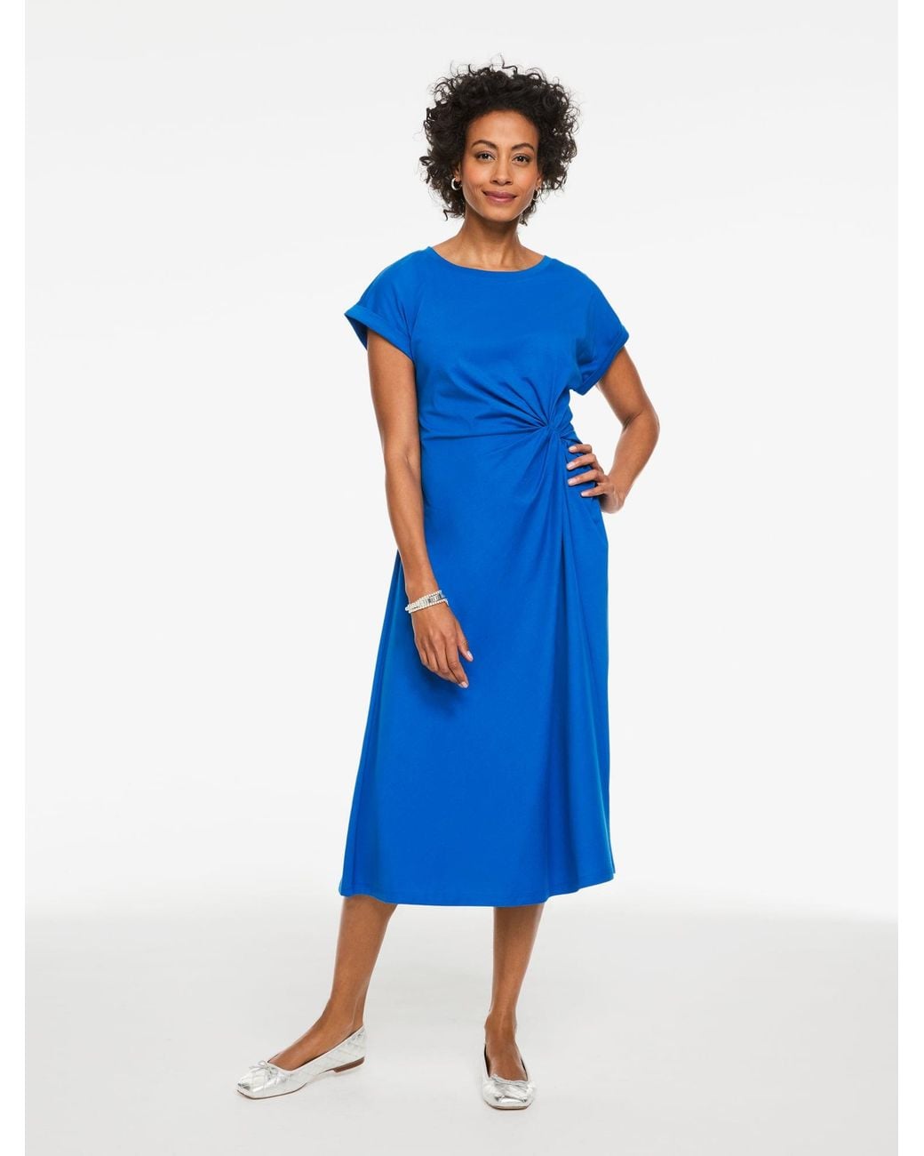 Talbots Blue Ruched Jersey Dress