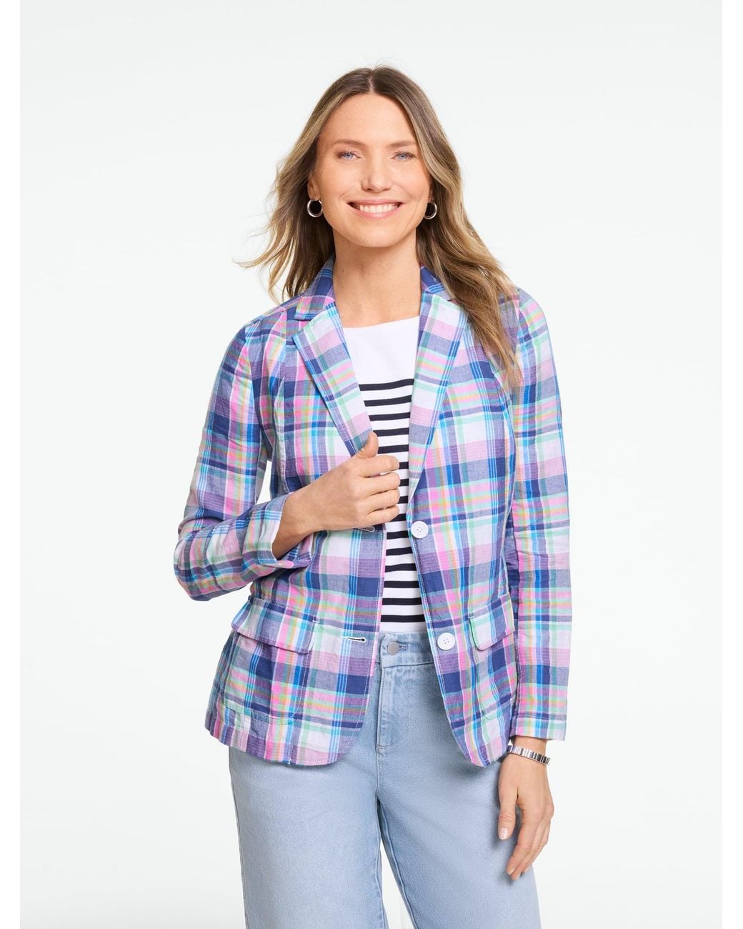 Talbots Blue Linen Blazer