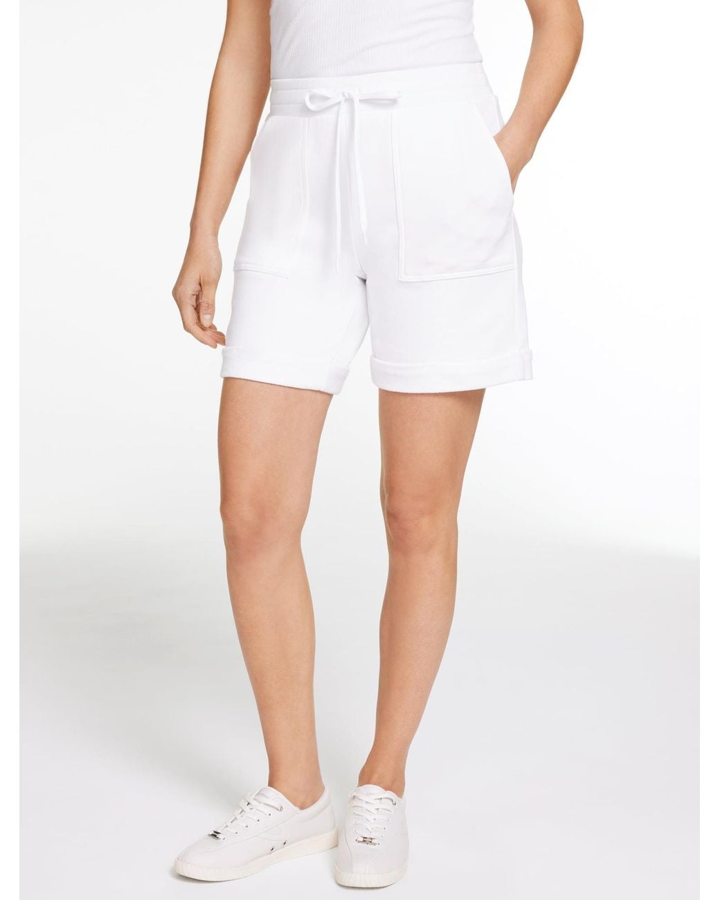 Talbots White Classic French Terry Cuffed Shorts