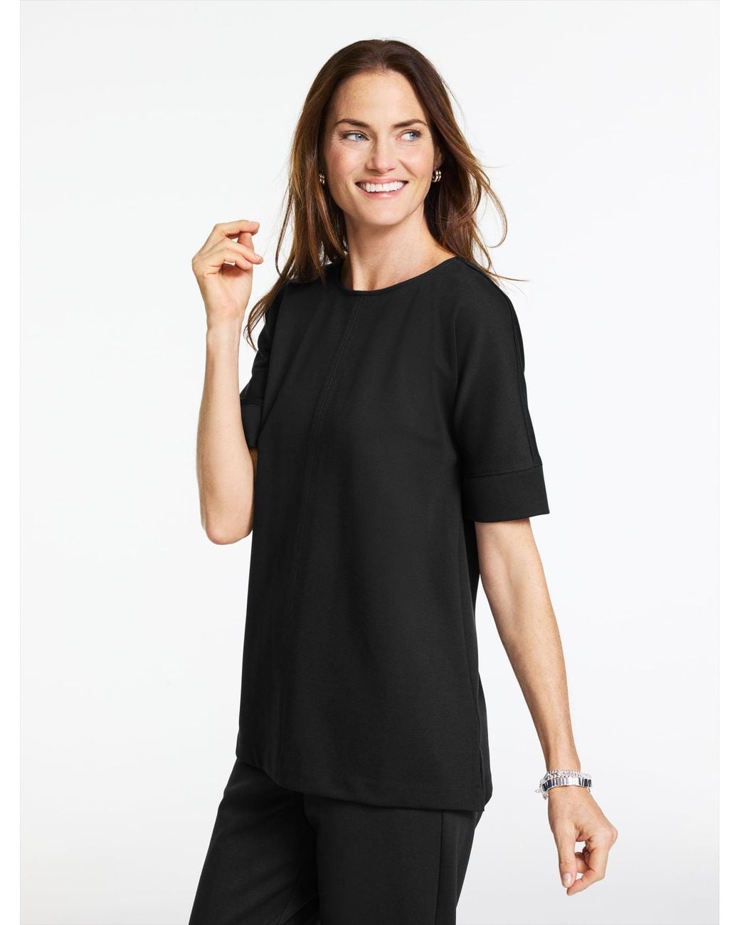 Talbots Black Passport Ponte Dolman Pullover Sweater