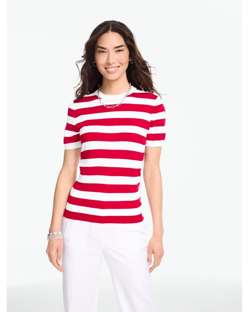Talbots Red Short Sleeve Crewneck Sweater