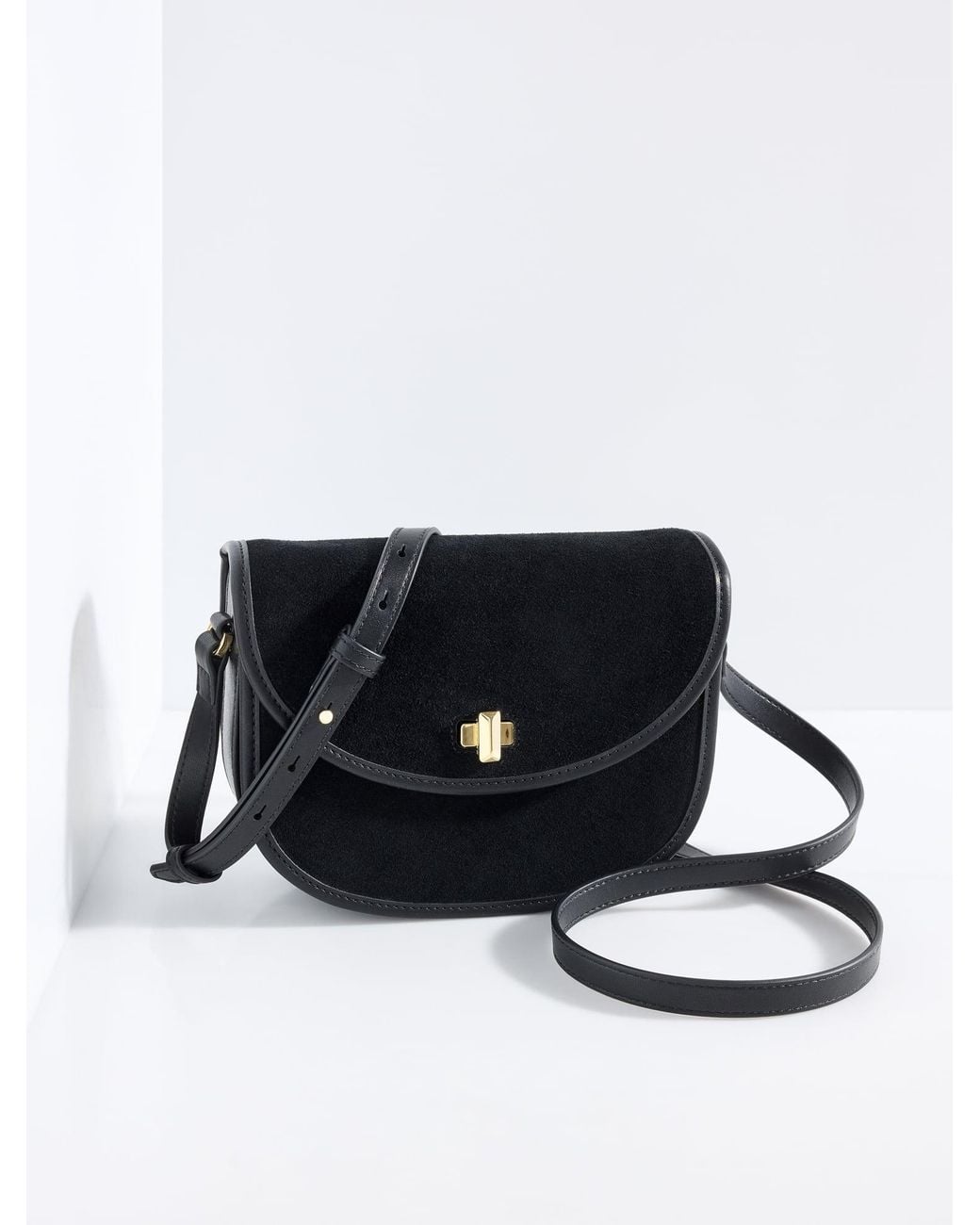 Talbots White Sierra Suede Polished Saddle Bag