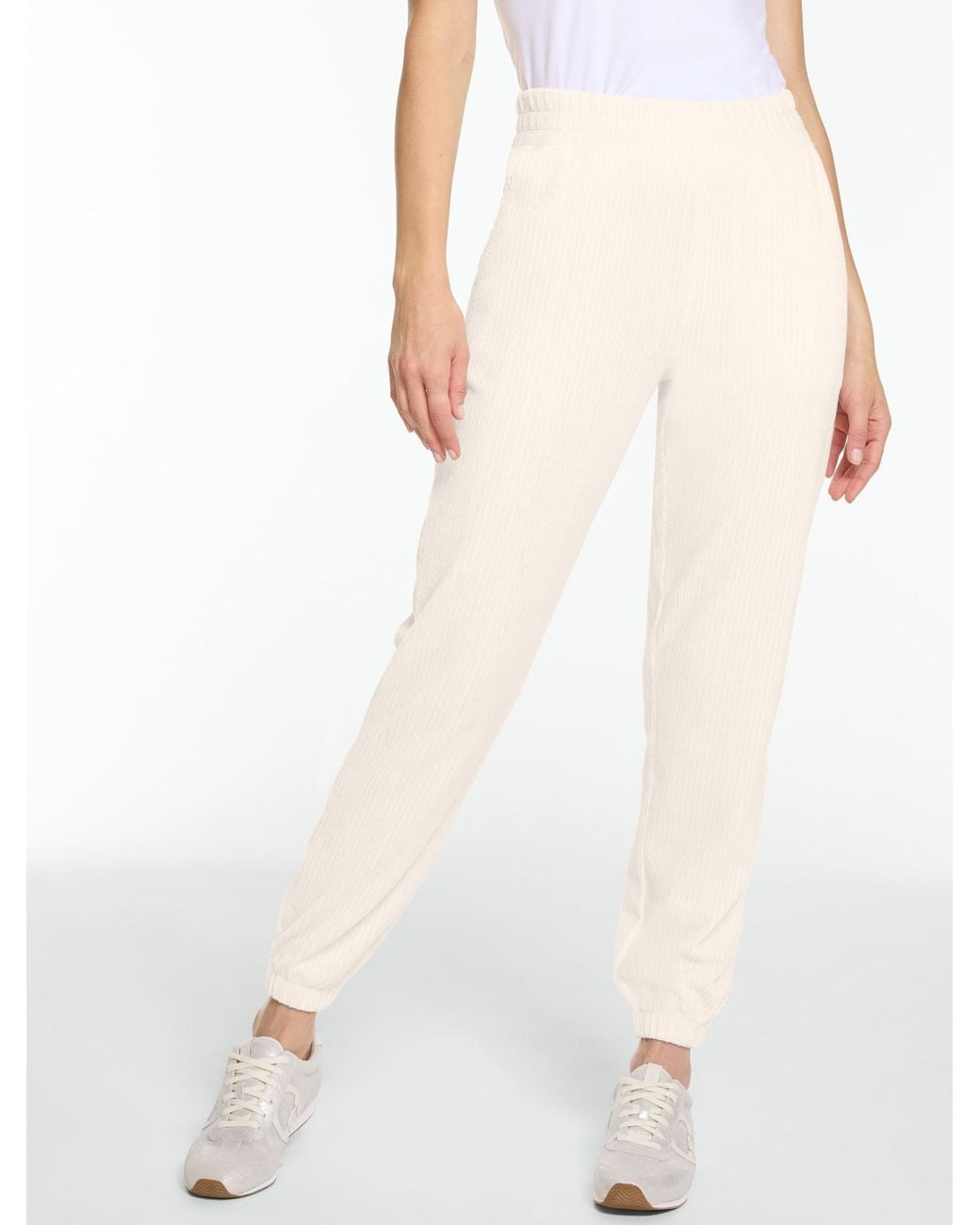 Talbots White Sky Lounge Velour Sparkle Jogger Pants