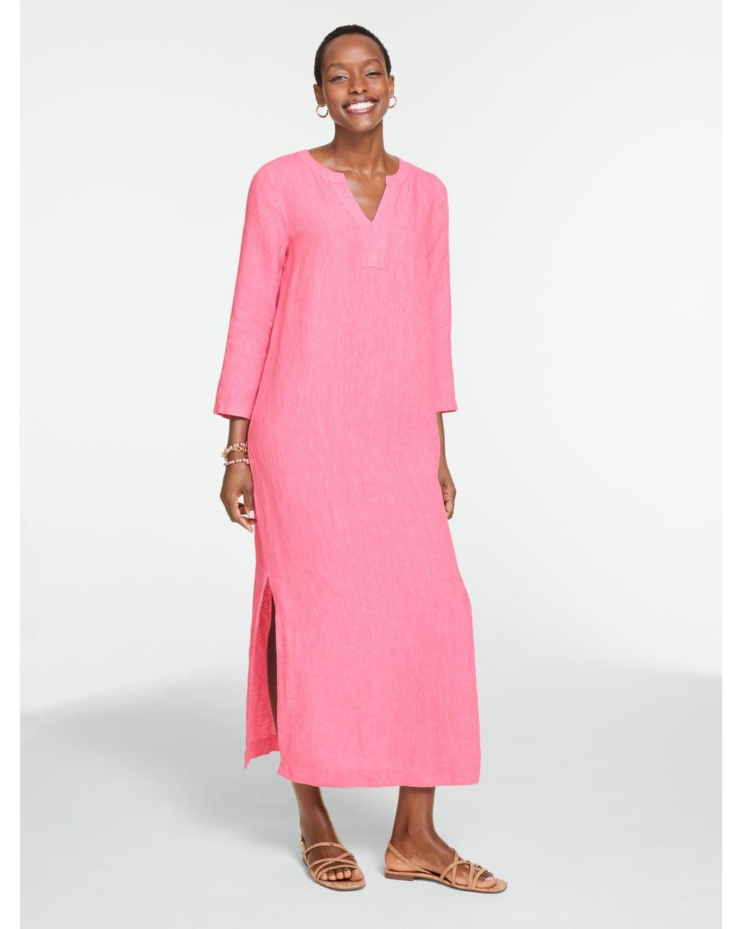 Talbots Pink Linen Kaftan Dress