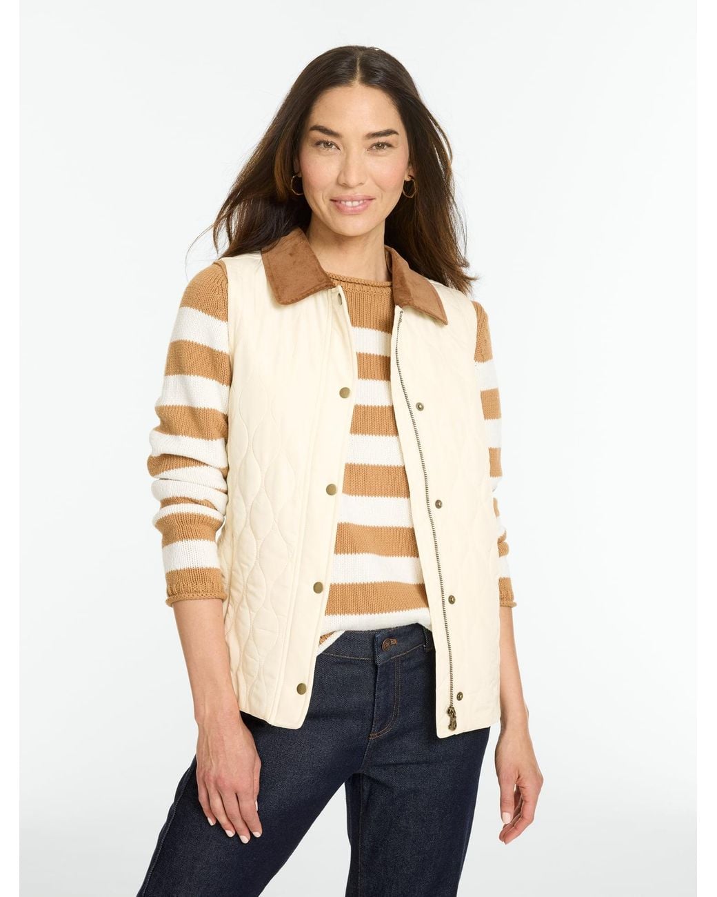 Talbots White Quilted Vest