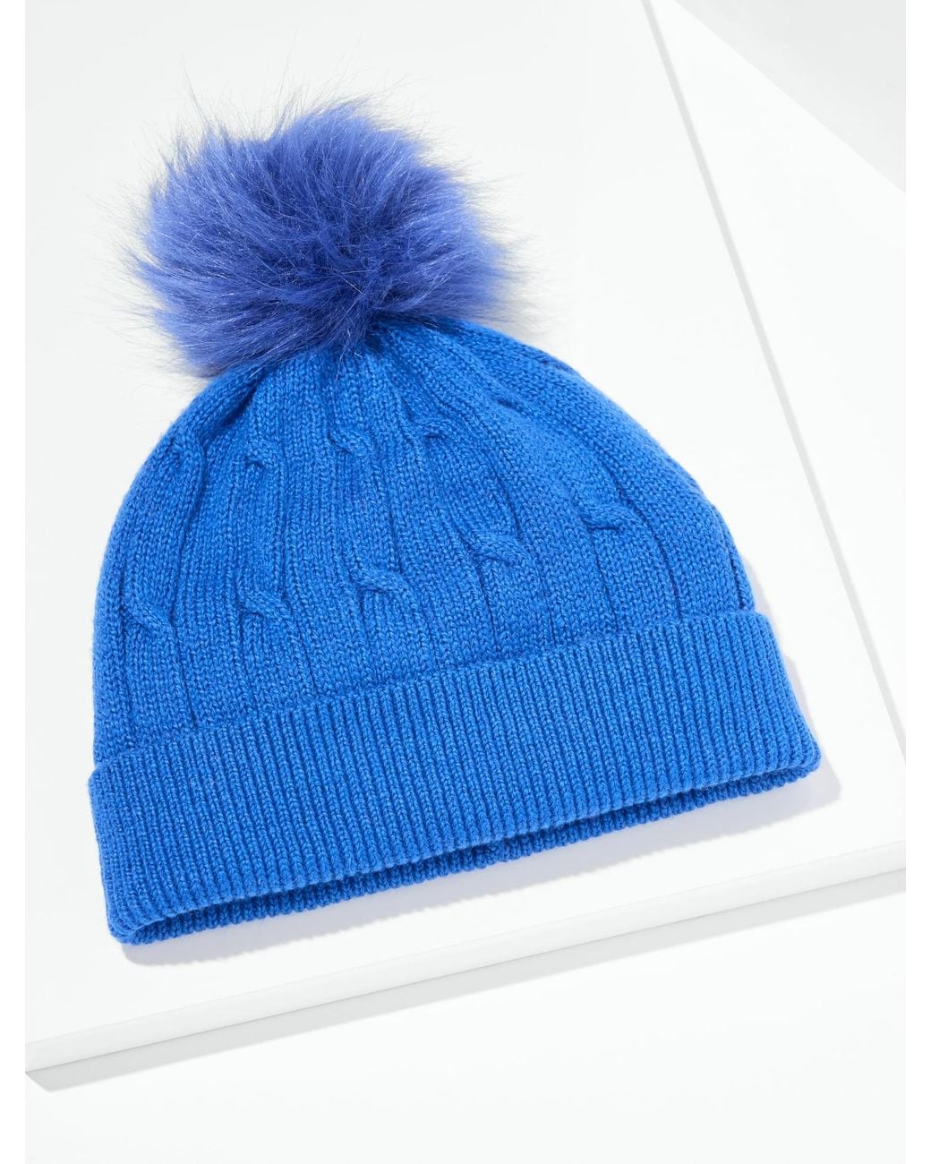 Talbots Blue Soft Cable Knit Beanie