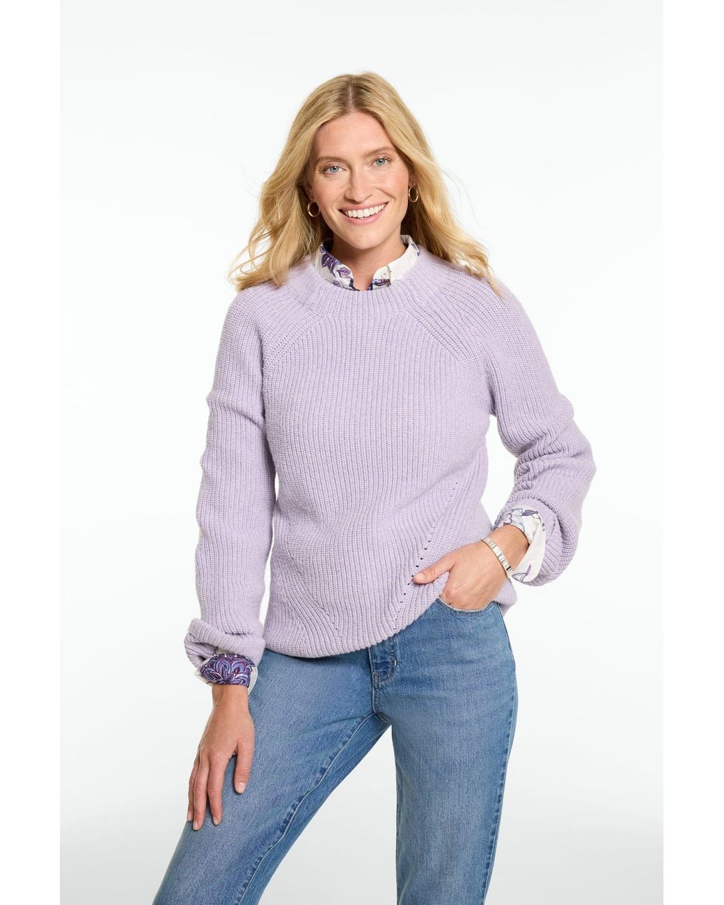 Talbots Purple Shaker Knit Crewneck Sweater