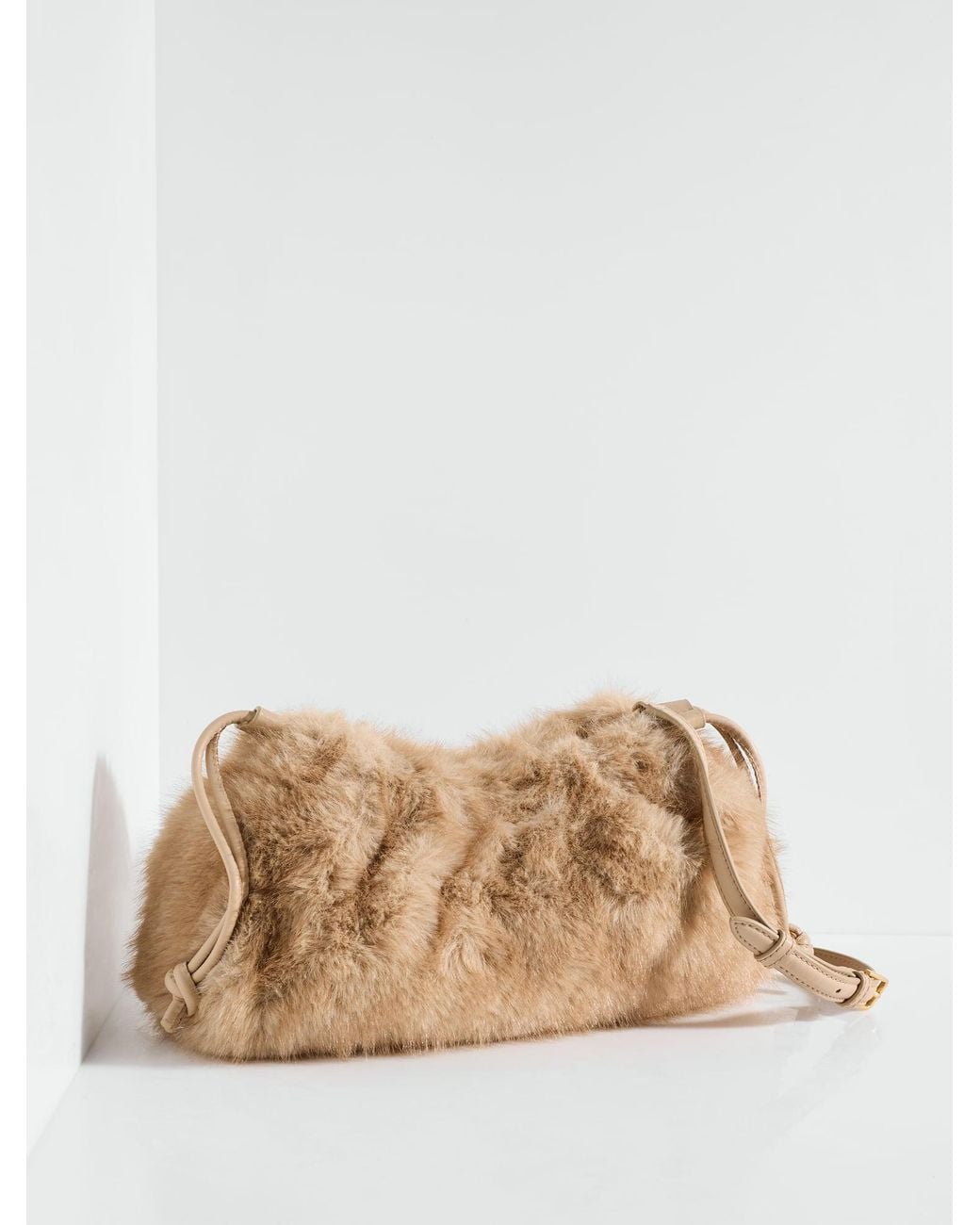 Talbots Natural Serena Faux Fur Clutch