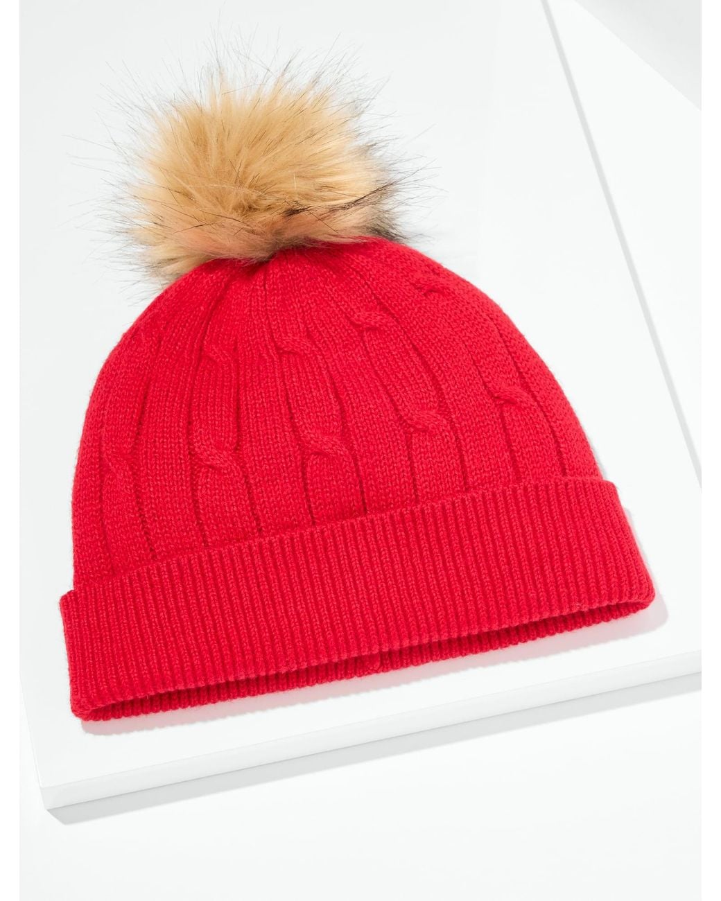 Talbots Red Soft Cable Knit Beanie