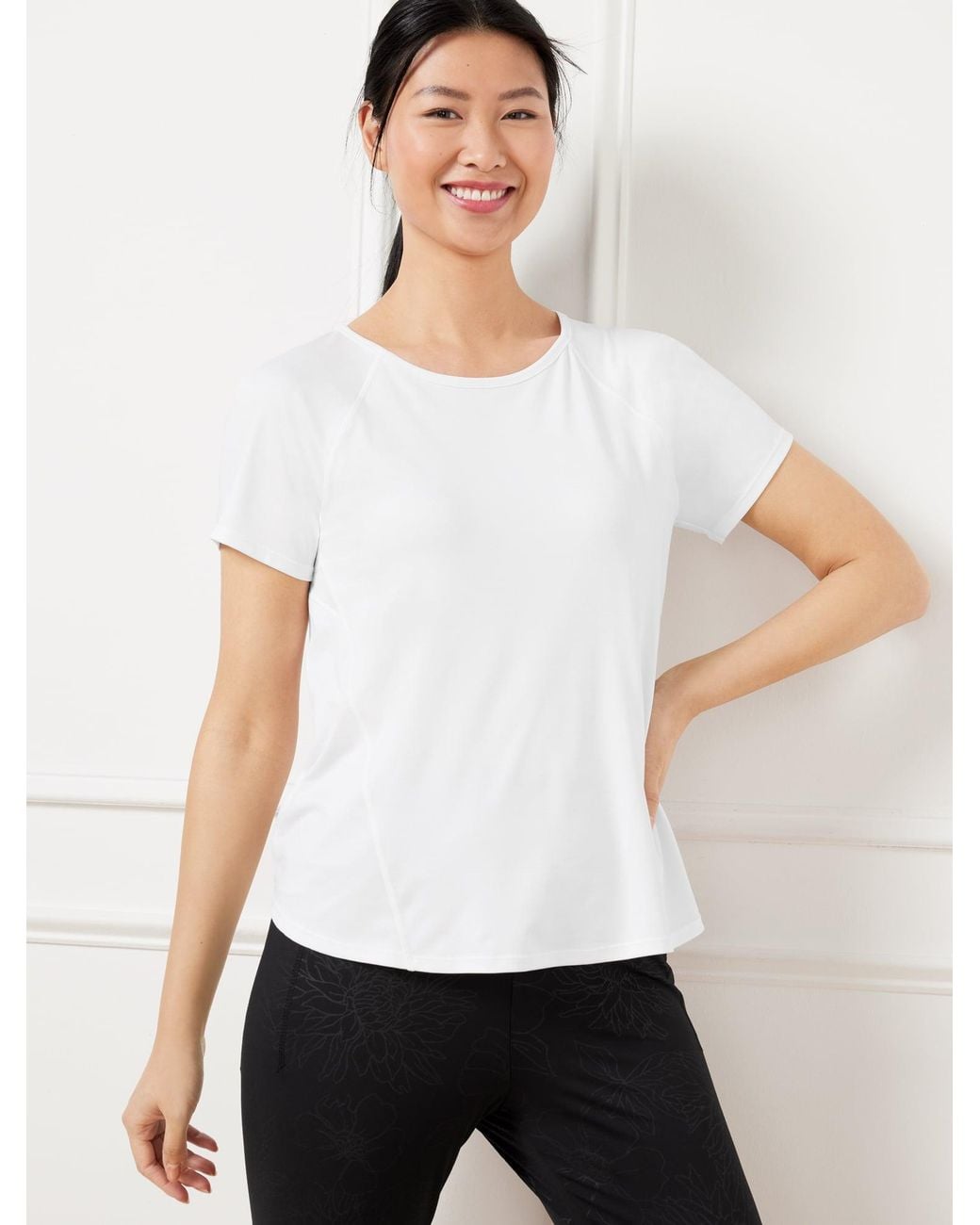 Talbots White Cool Slub Active Short Sleeve T-shirt