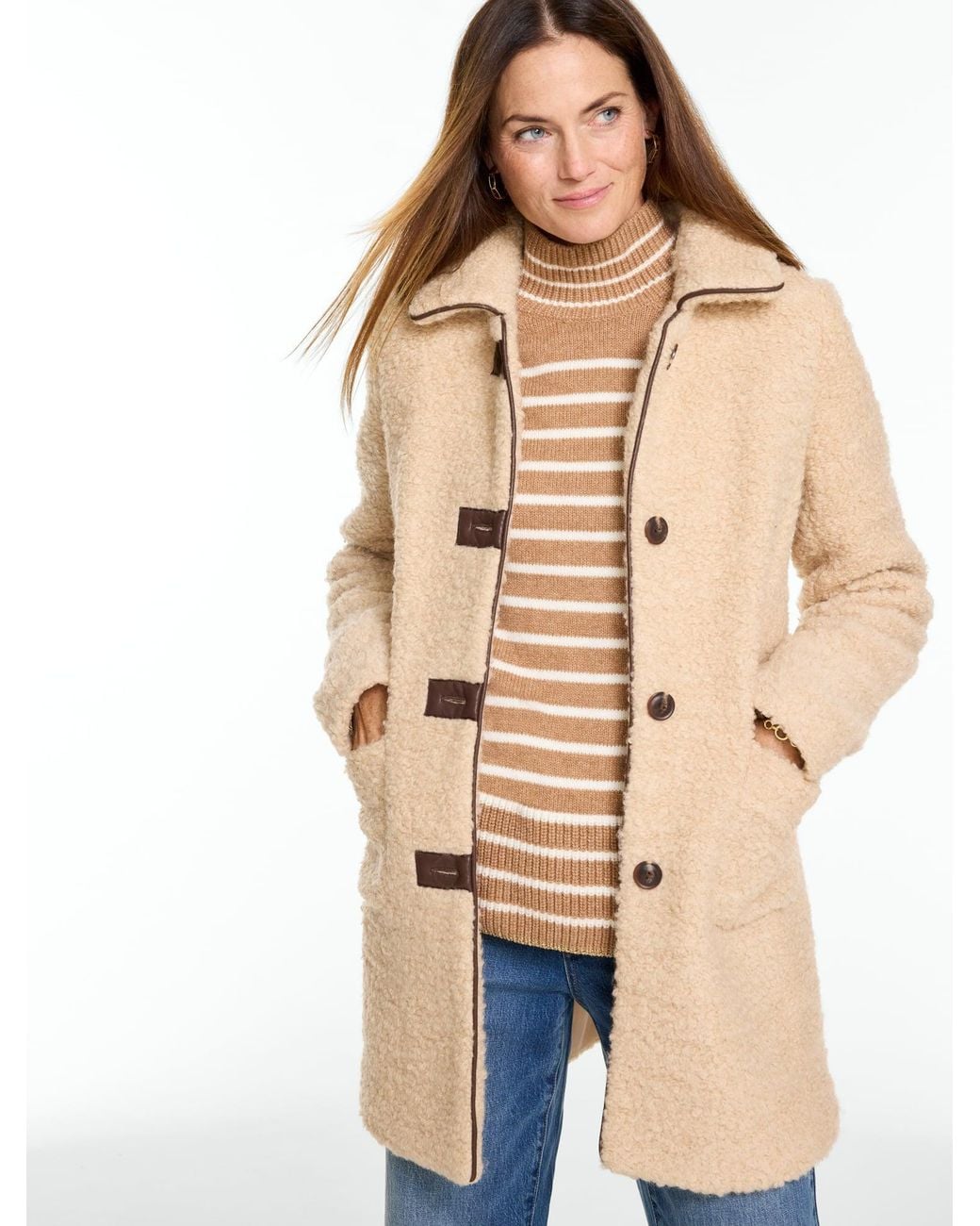 Talbots Natural Sherpa A-line Coat