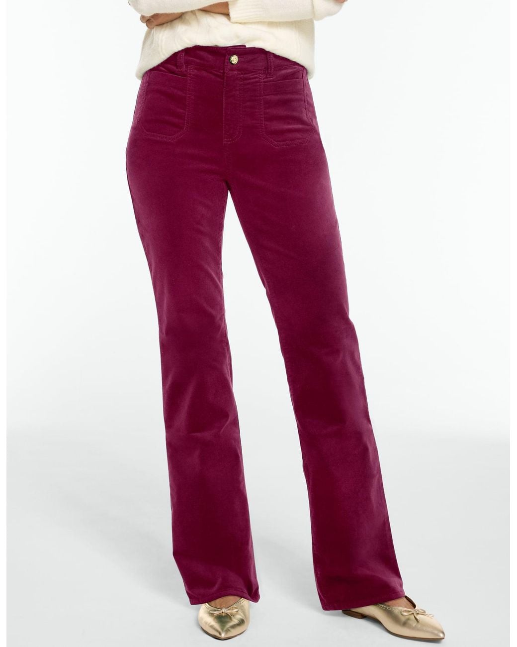 Talbots Red Velveteen Patch Pocket Bootcut Pants