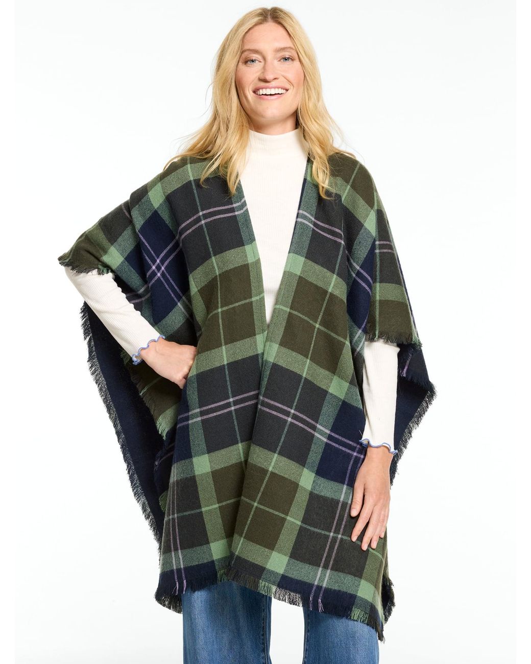 Talbots Blue Aspen Plaid Ruana