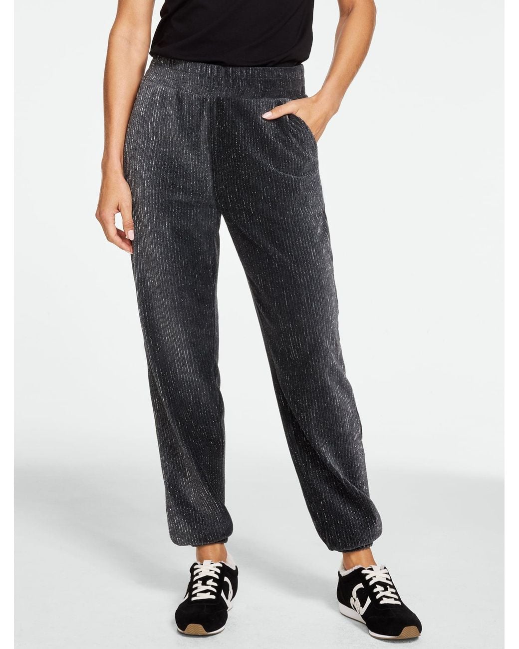 Talbots Black Sky Lounge Velour Sparkle Jogger Pants