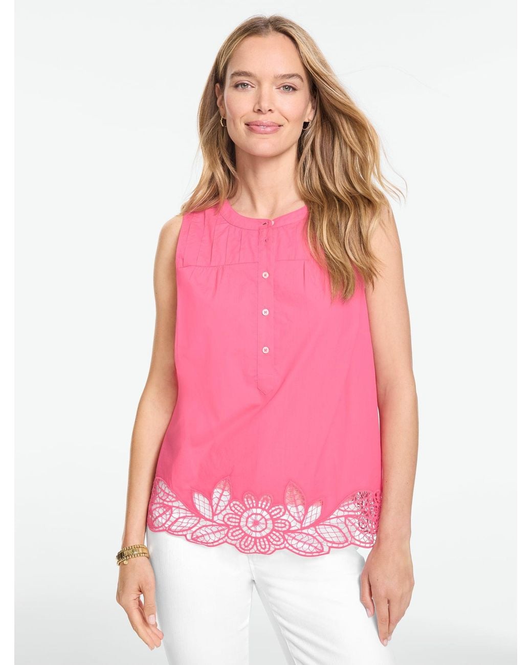 Talbots Pink Sleeveless Poplin Top
