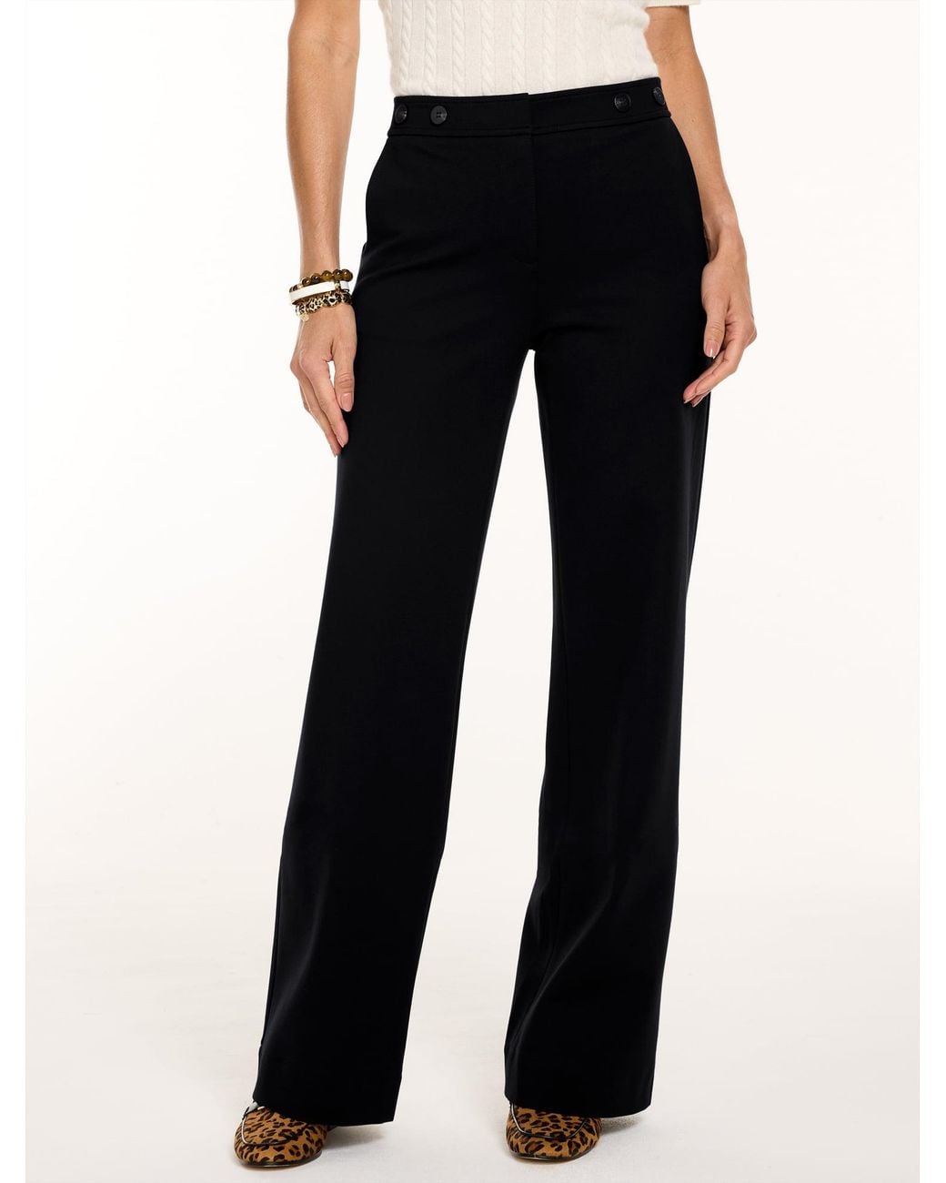 Talbots Blue Polished Ponte Wide Leg Pants
