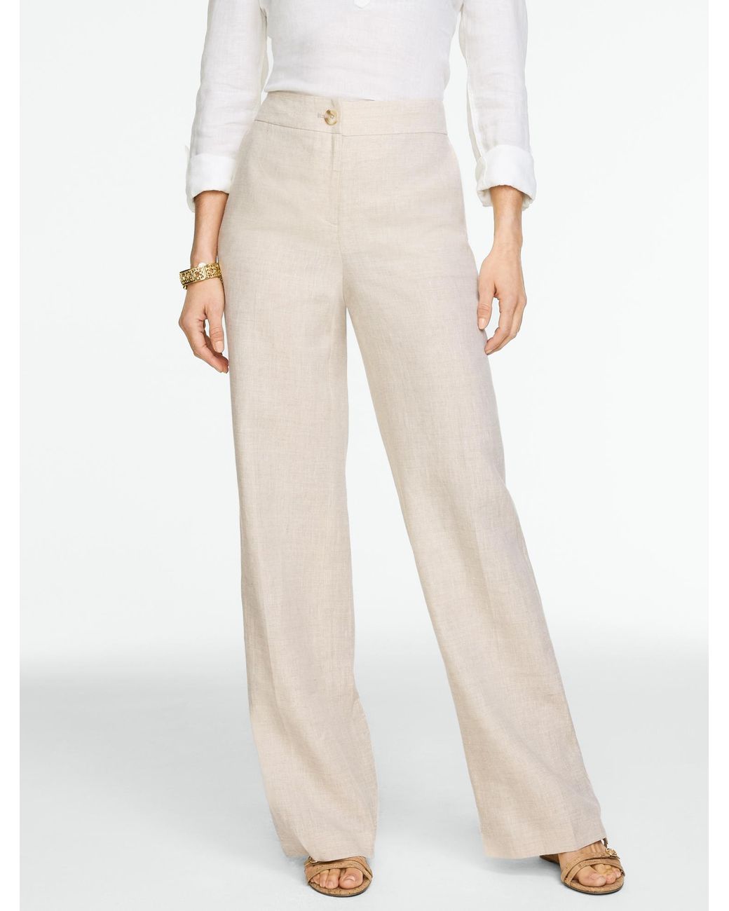 Talbots White Linen Wide Leg Pants