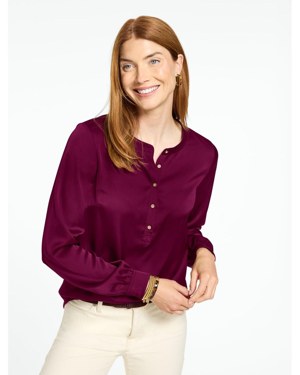 Talbots Purple Soft Satin Charmeuse Top