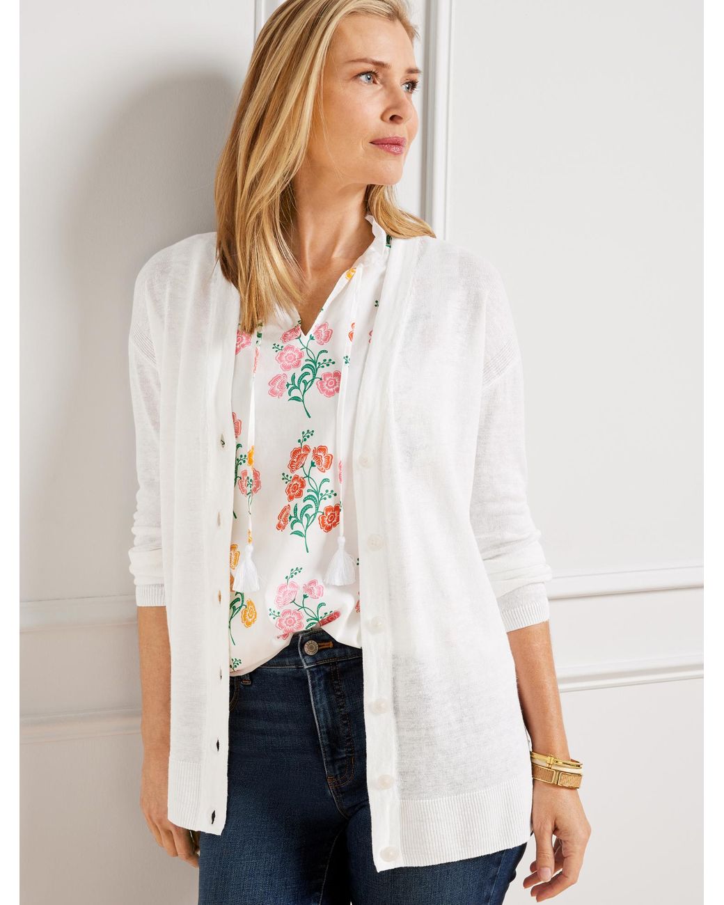 Talbots shop linen cardigan