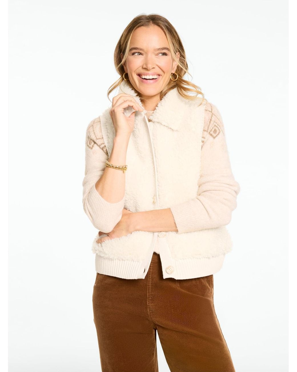 Talbots Natural Sherpa Vest