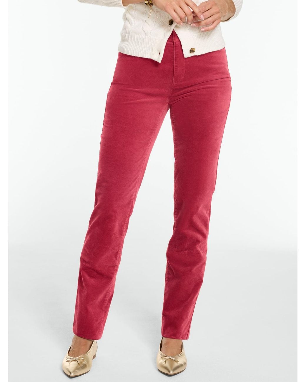 Talbots Red Velveteen Straight Leg Pants