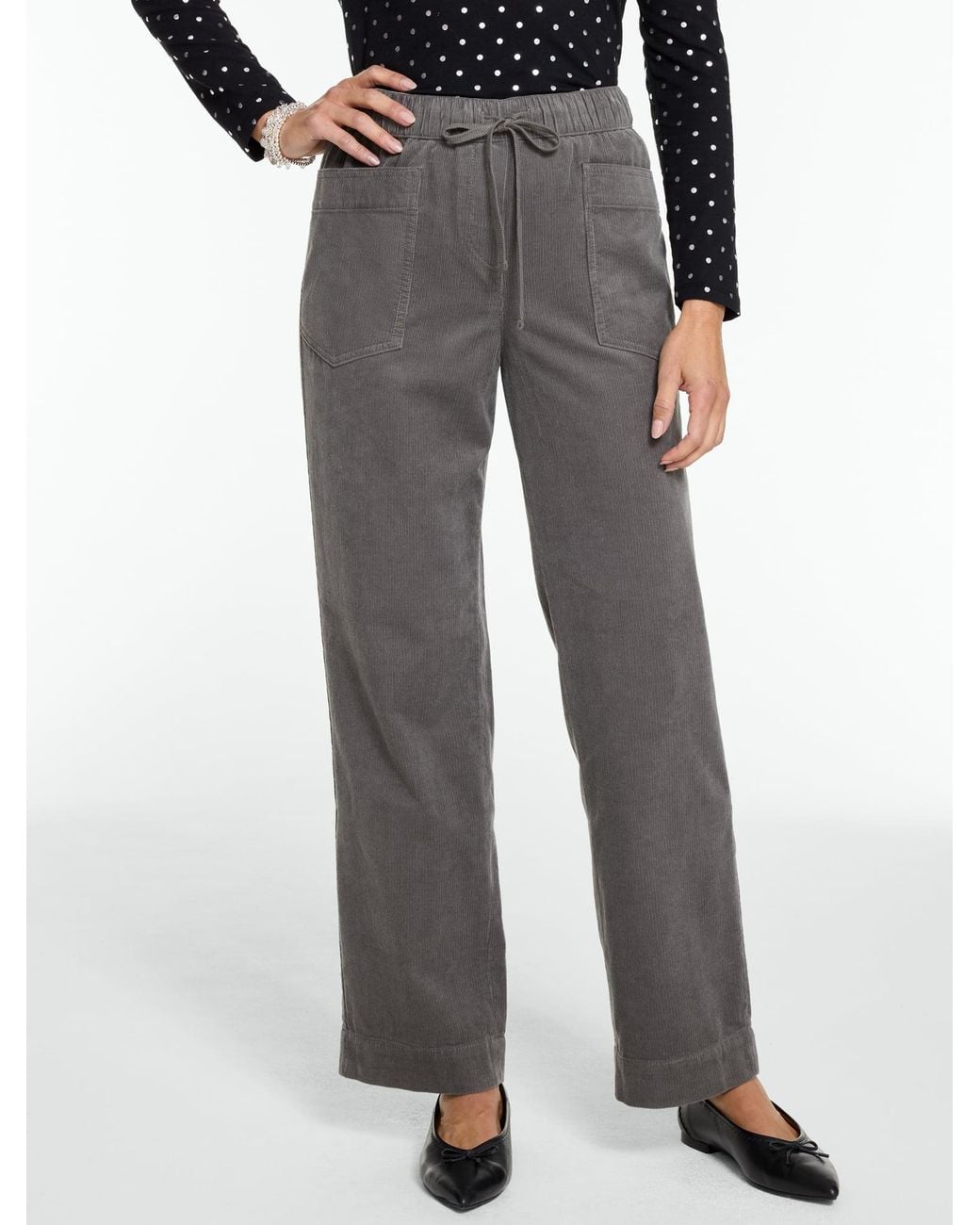 Talbots Gray Corduroy Straight Leg Pull-on Pants