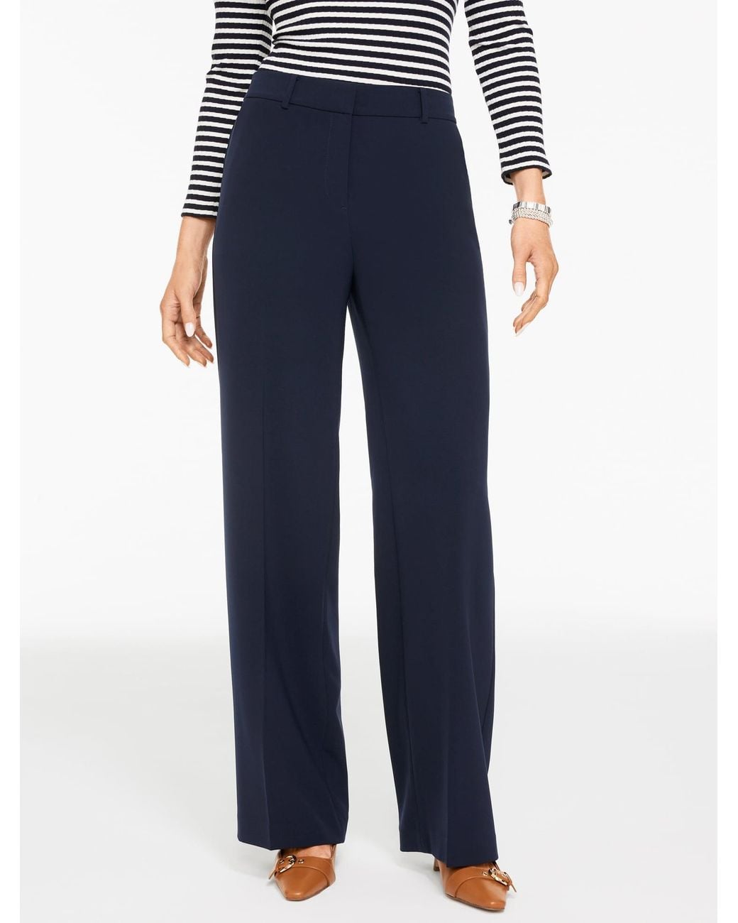 Talbots Blue Wide Leg Polished Crepe Pants