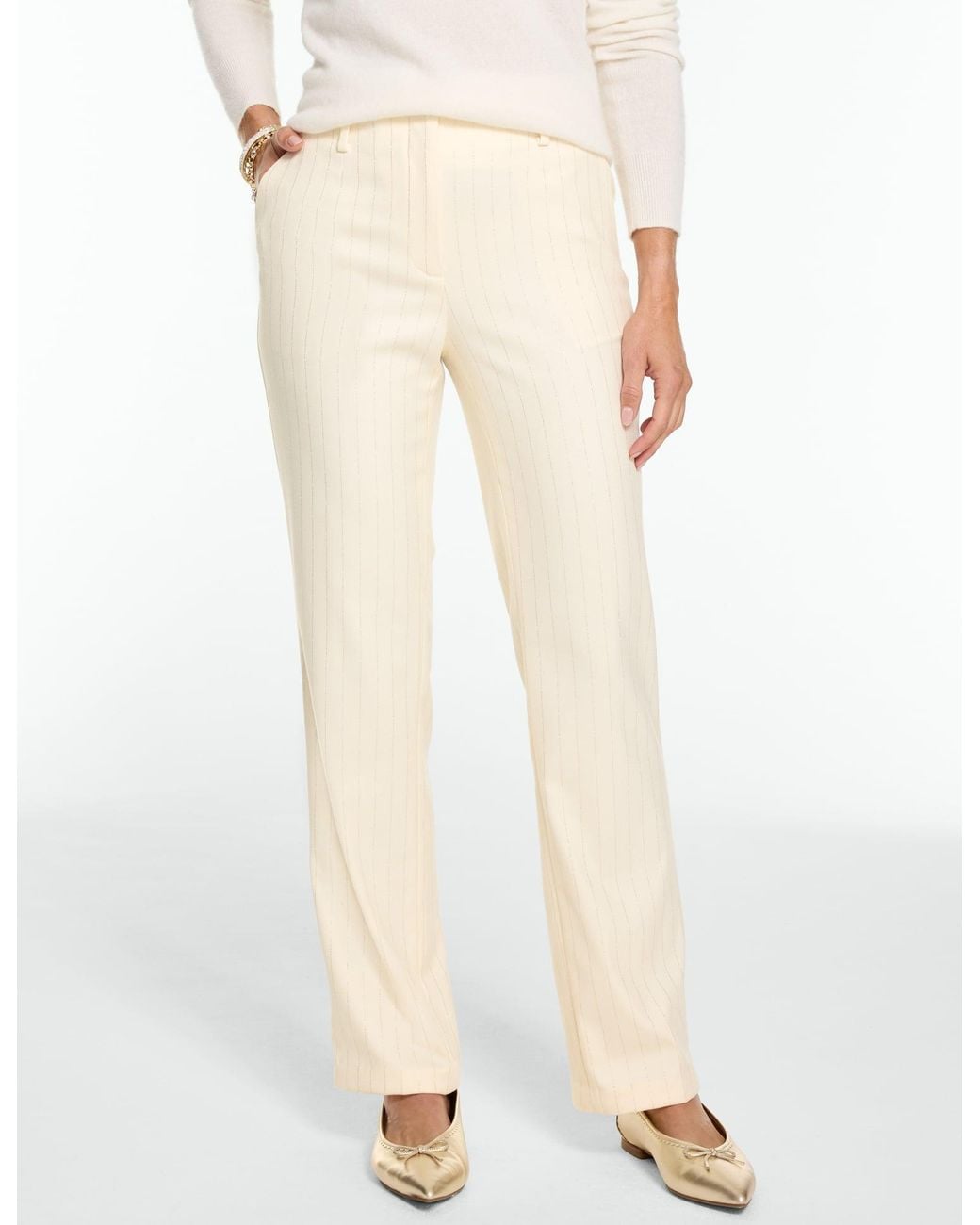 Talbots Natural Southampton Lightweight Double Cloth Straight Leg Pants