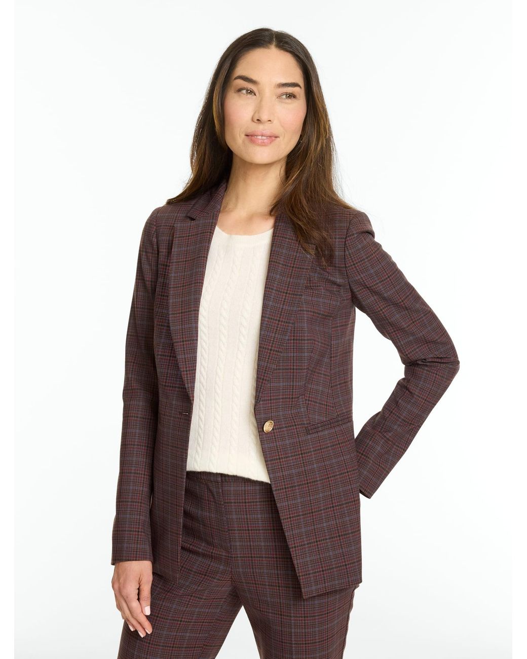 Talbots Purple Celeste Plaid Blazer