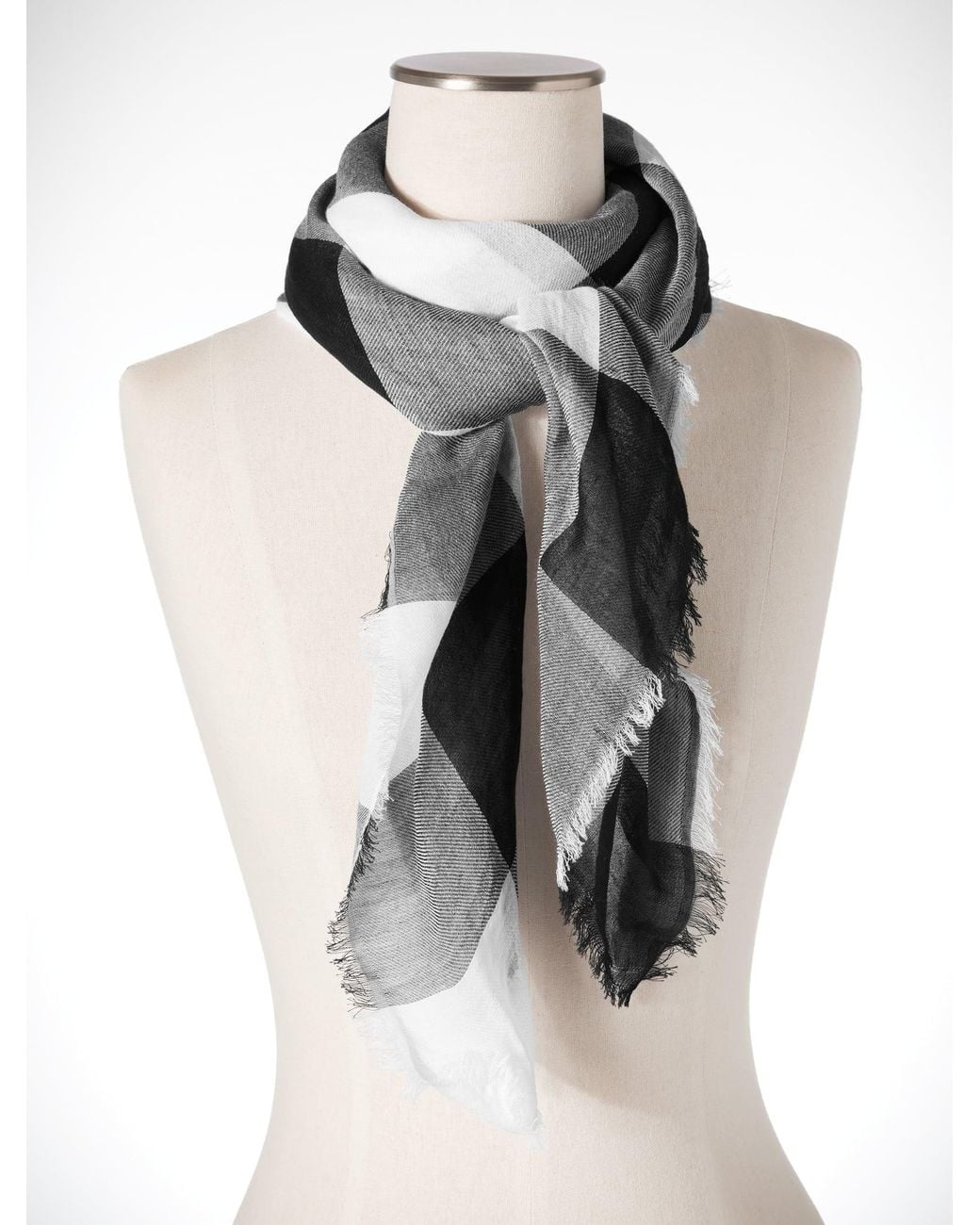 Talbots Gray Singing Gingham Square Scarf
