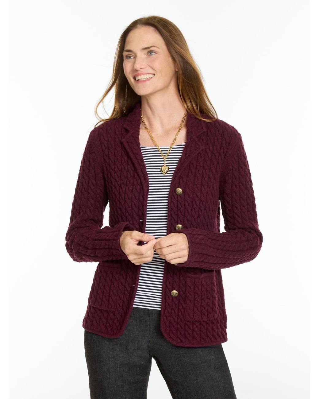 Talbots Red Cable Knit Blazer