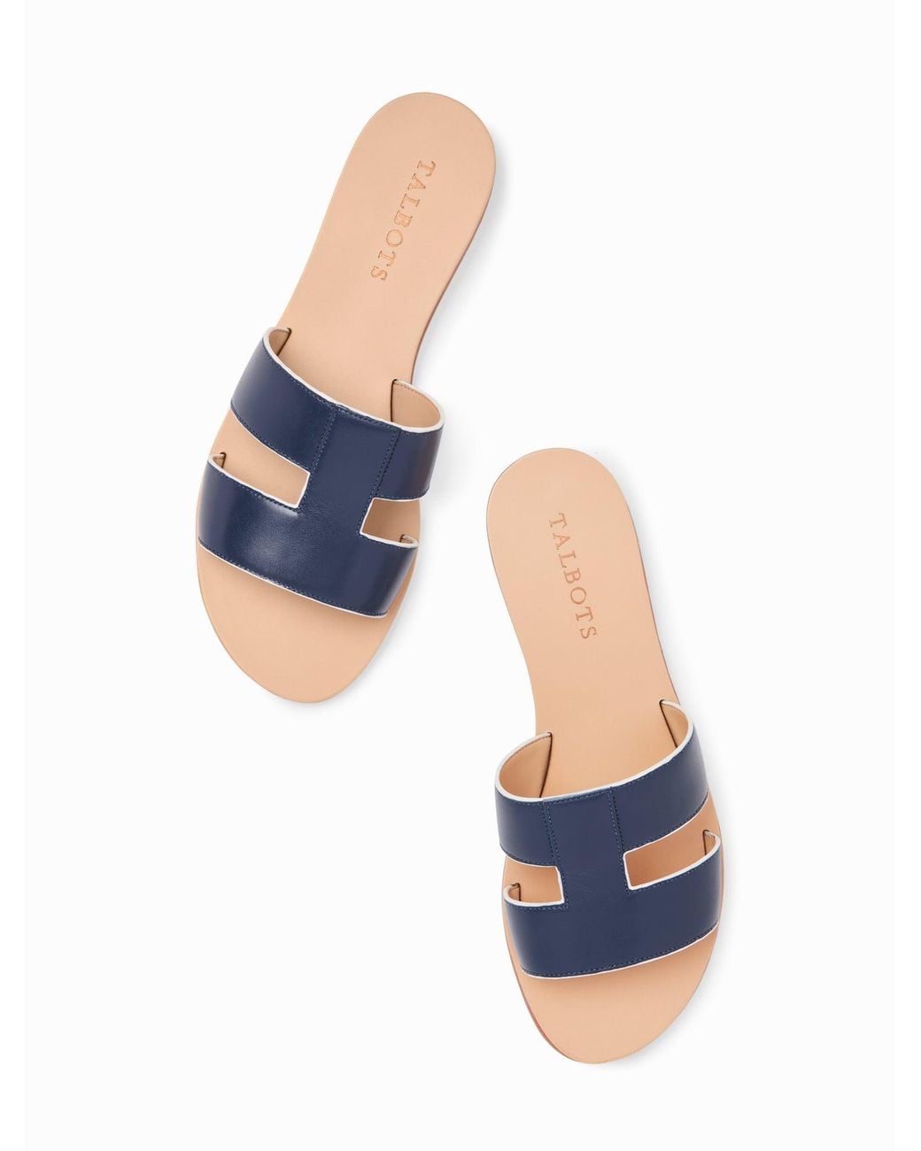 Talbots Blue Hannah Vachetta Leather Slides