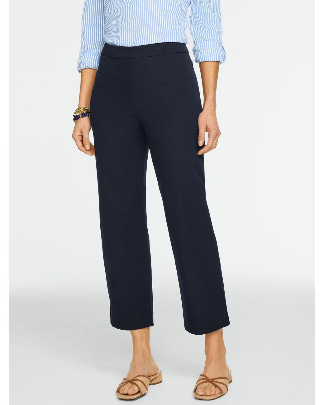 Talbots Blue Straight Ankle Cotton Bi-stretch Pants