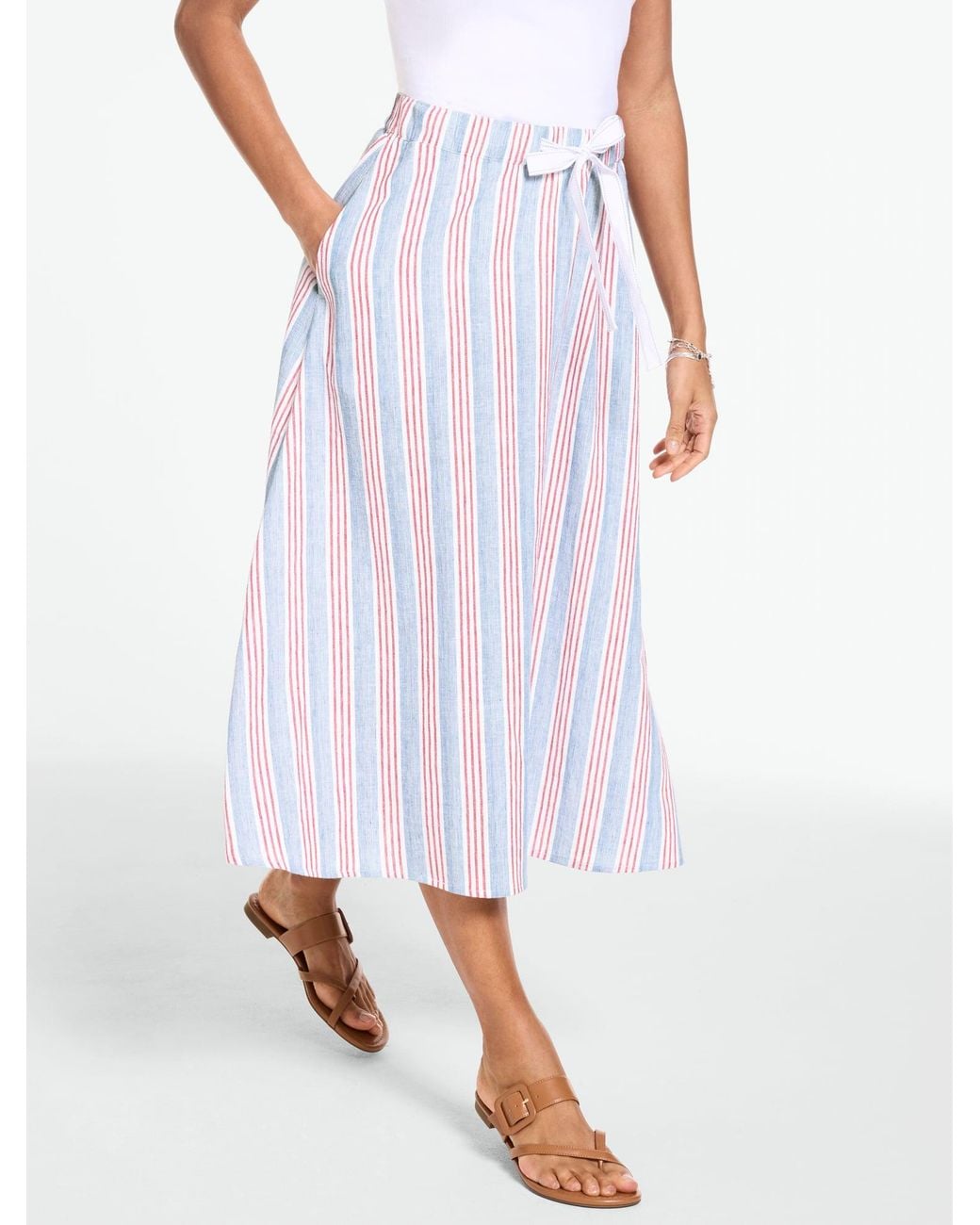 Talbots White Linen-blend Pull-on Skirt