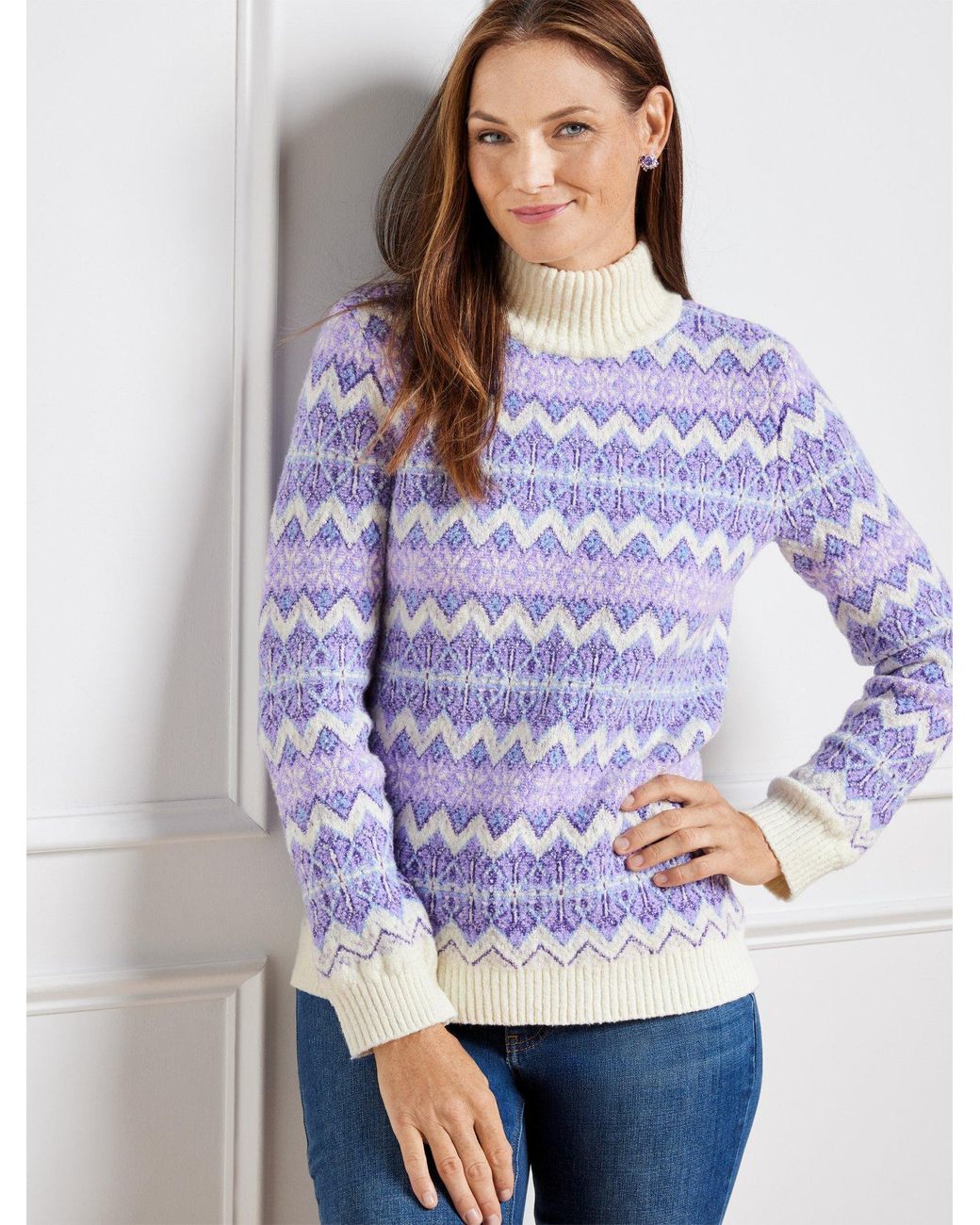 Talbots Mockneck Sweater in Purple Lyst