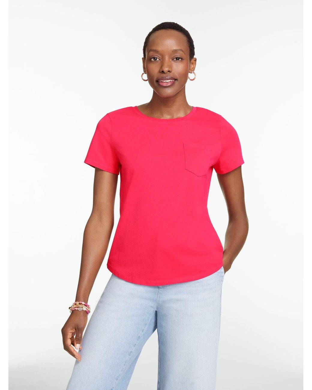 Talbots Red Patch Pocket Short Sleeve T-shirt