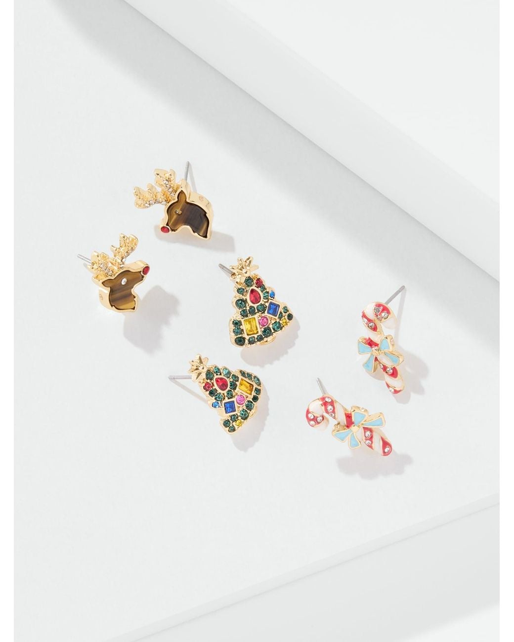 Talbots White Holiday Charm Stud Earring Set