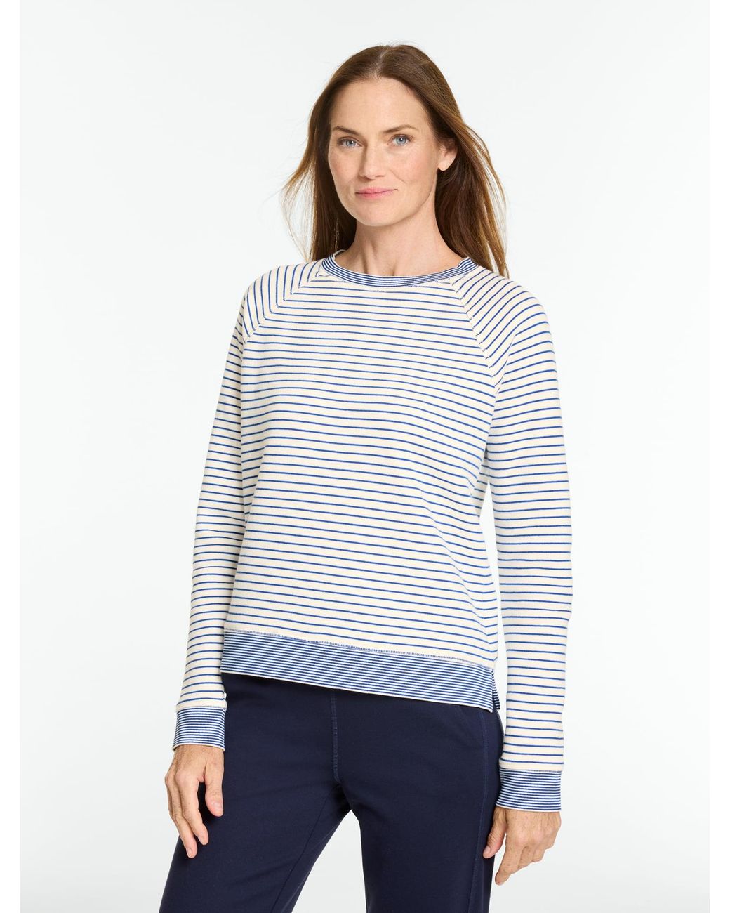 Talbots White Cozy Fleece Crewneck Sweater Pullover