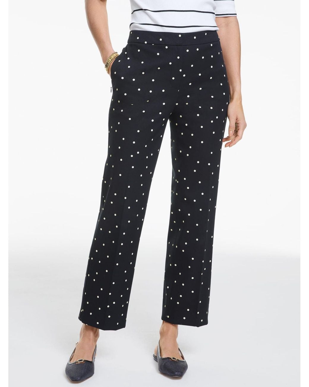 Talbots Blue Cotton Bi-stretch Straight Ankle Pants
