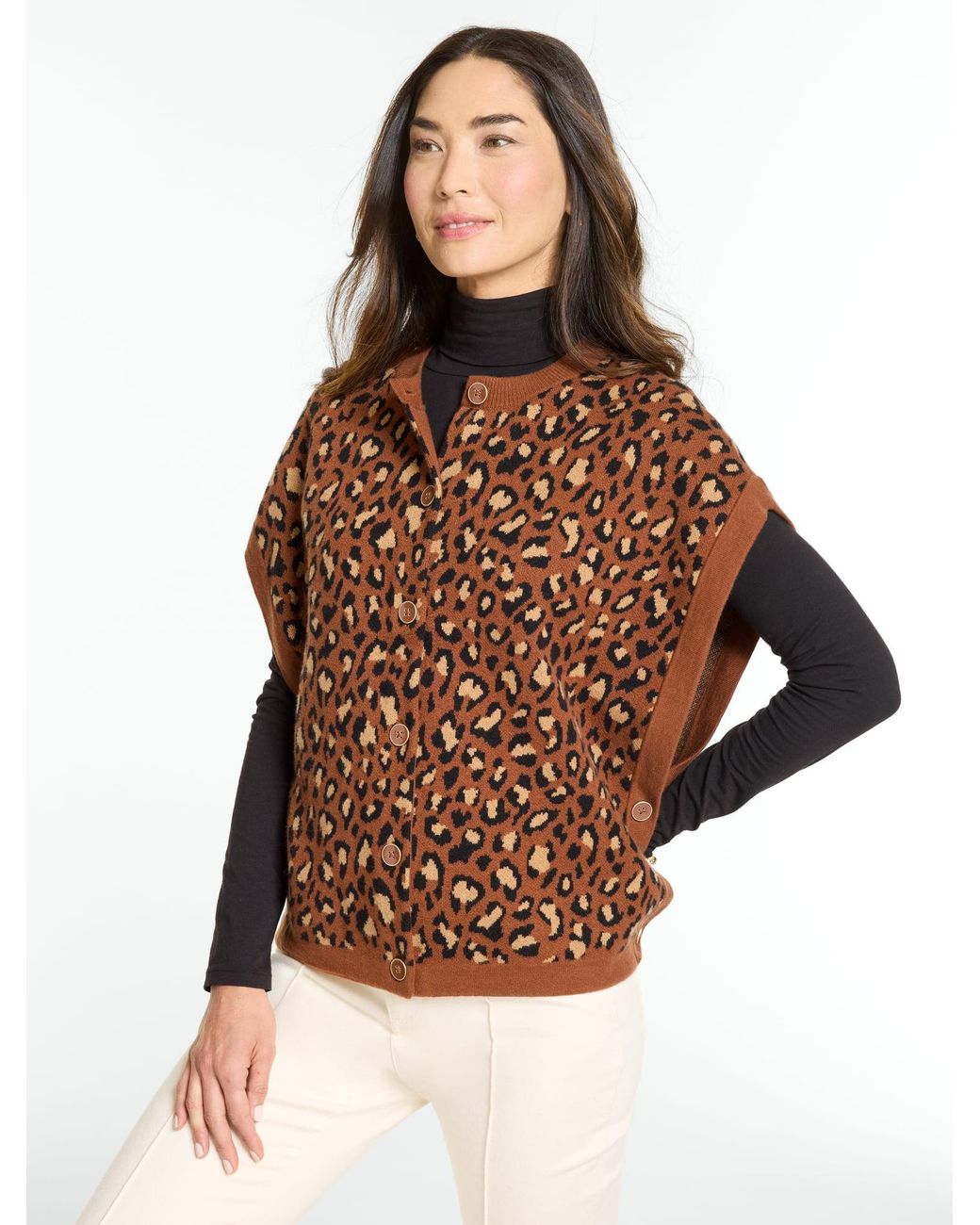 Talbots Brown Fabulous Leopard Vest