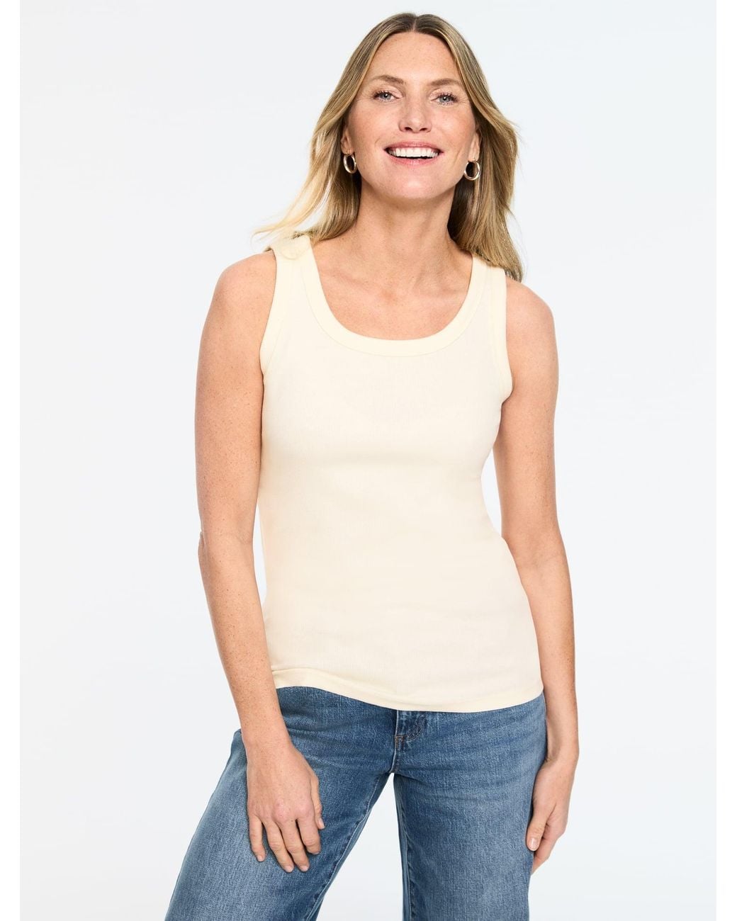 Talbots White Rib Sleeveless Tank Top