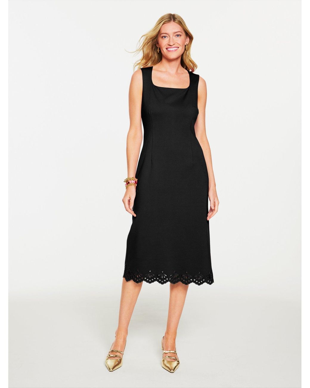 Talbots Luxe Ponte Embroidered Dress in Black | Lyst