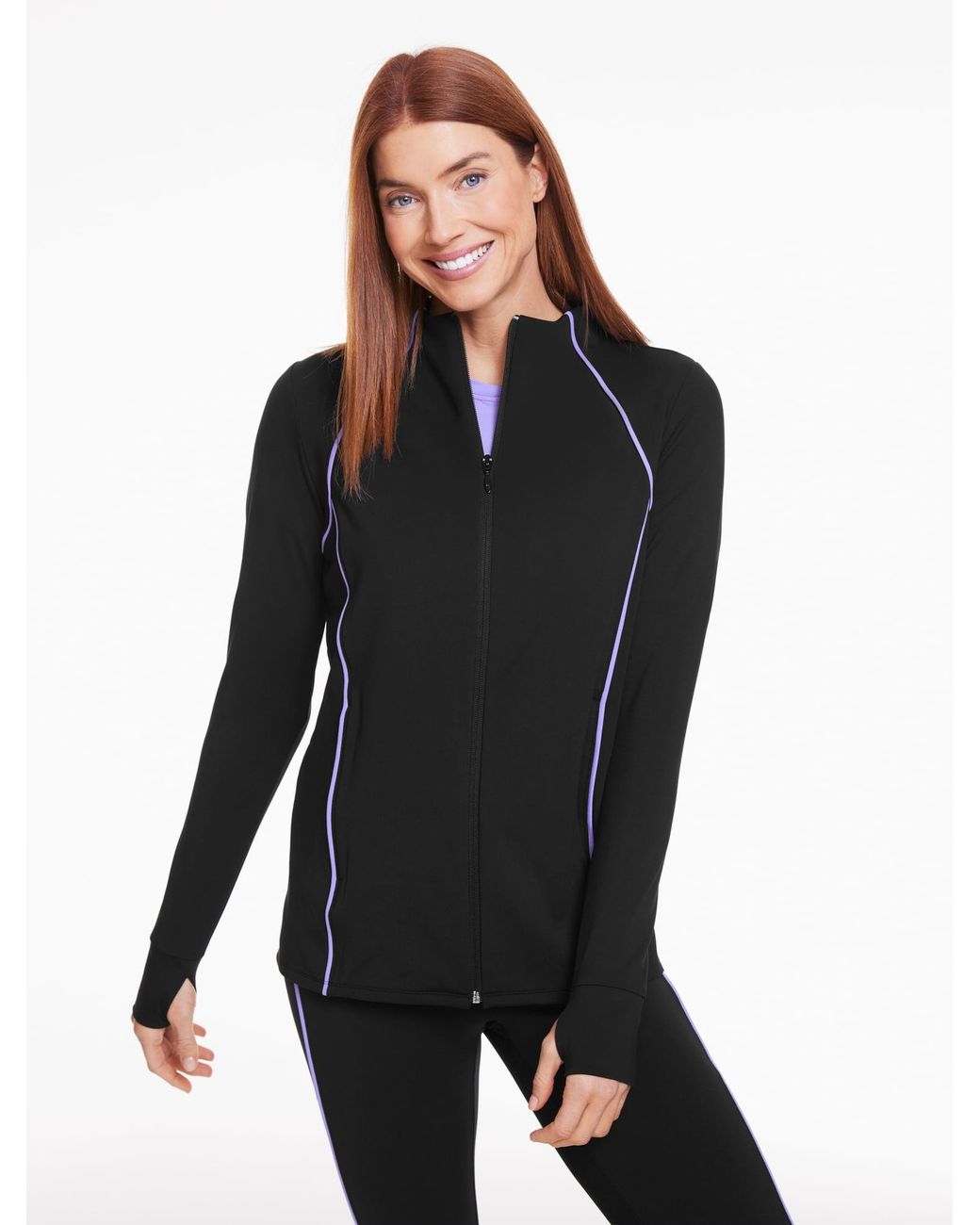 Talbots Black Performance Compression Full-zip Jacket