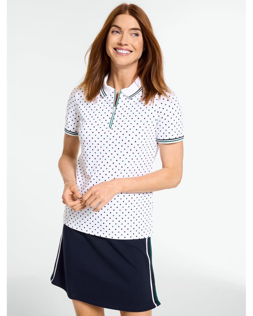 Talbots White Upf 50+ Piqué Short Sleeve Polo