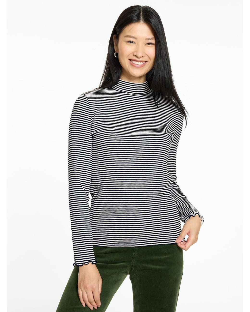 Talbots Gray Ribbed Mockneck T-shirt