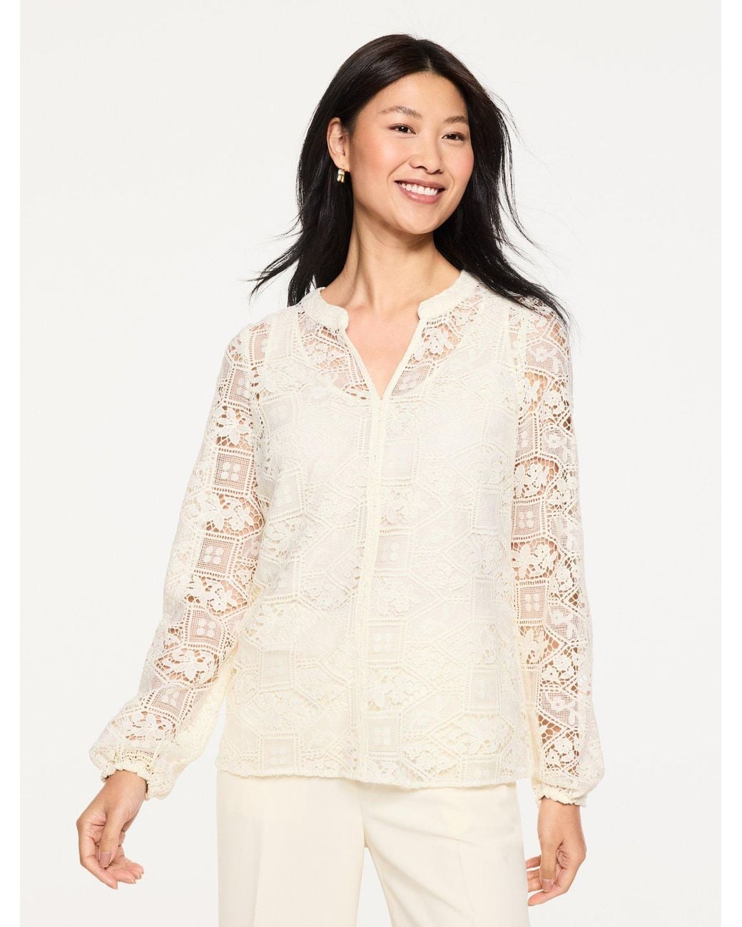 Talbots Natural Lace Top