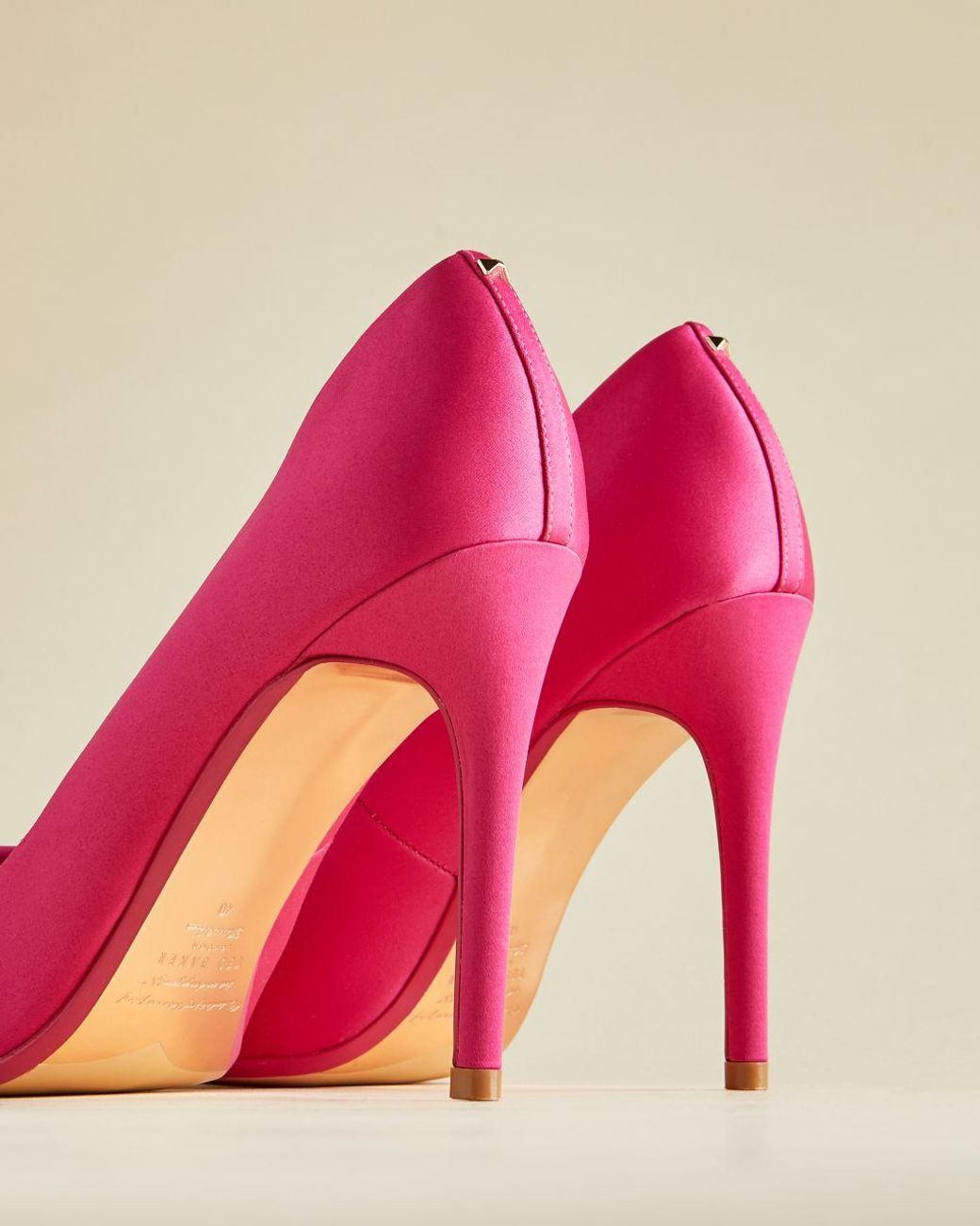 pink satin court shoes