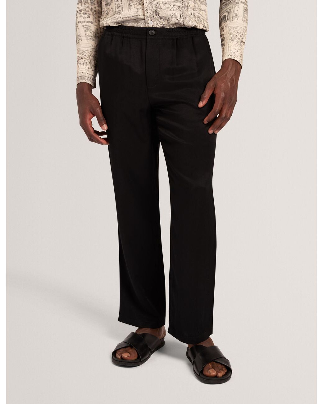 Ted Baker Black Hither Straight Leg Lyocell Twill Trousers for men